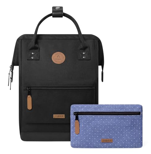 Cabaïa - Plecak Adventurer - Wodoodporny - Kieszeń na PC do 15" - 2 wymienne kieszenie - Certyfikowany wegański - Plecak podróżny, do pracy i szkoły - czarny, Berlin, Medium 18L