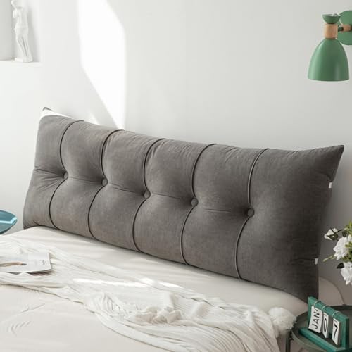DATOUJL Cojin Lectura Cama,Cojines Grandes Almohada de Lectura, Cojín de Respaldo para Sofá, para apoyar la Espalda, en la Cama, Jugar, Leer, Relajarse o Ver la televisión. (Gris Oscuro,100 * 55 cm)