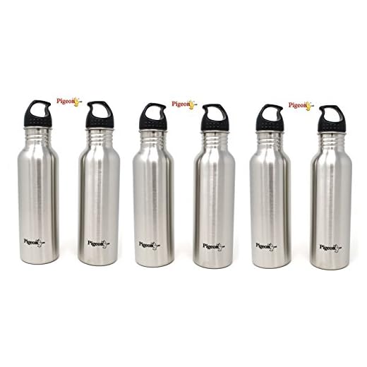 Pigeon Stainless Steel Water Bottle Set, 750ml, Set of 6, Silver