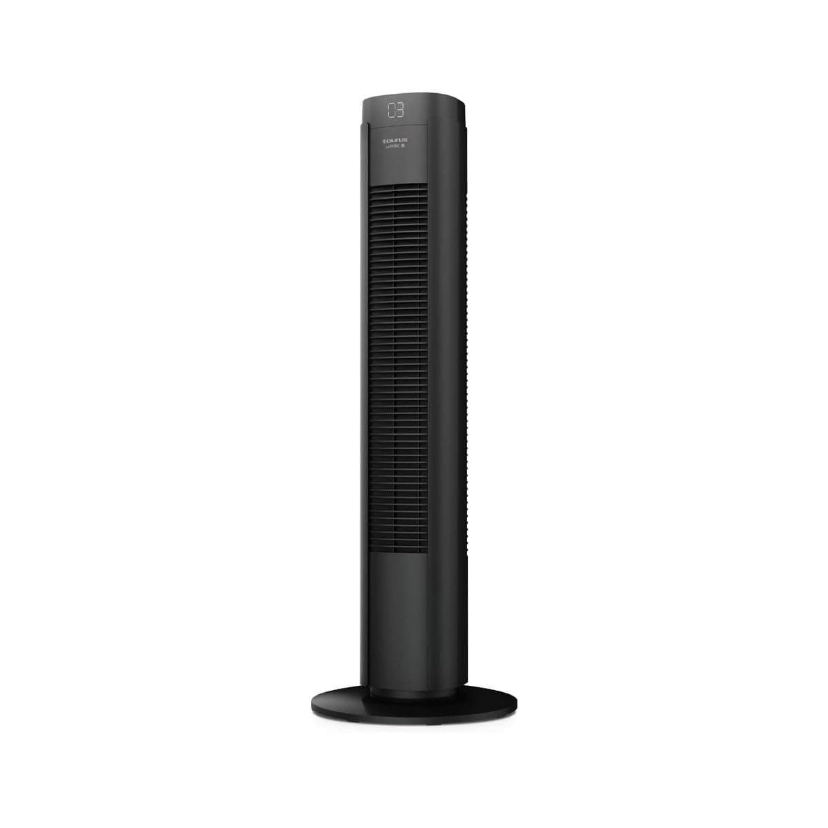 Taurus - Ventilador de torre New Babel Digital 50W | 4 velocidades | 3 modos Normal/Brisa/Noche | Timer 9h | Auto Off | Oscilante | Mando y asa de transporte | Pantalla táctil | Cable 150 cm | Gris