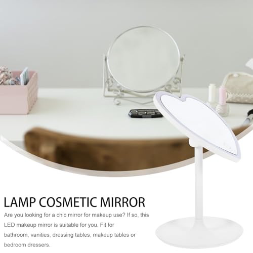 Miroir maquillage led cœur miroir cosmétique éclairé compact de table - 5