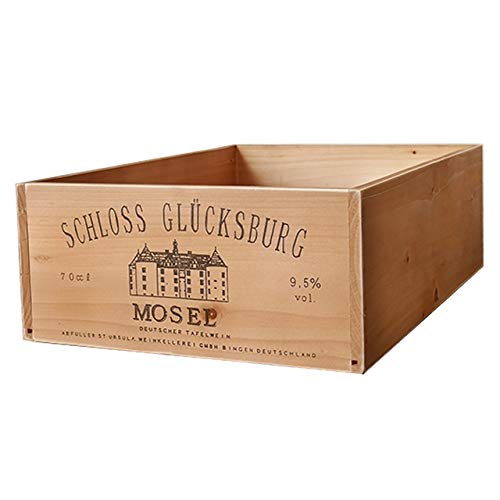 BREA-150703 日本製 木製 ワインボックスアンティーク大 木箱 ストッカー (モーゼル柄)