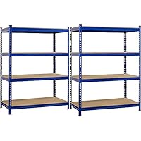 Yaheetech 2pcs Garage Storage Shelves 4-Tire Heavy Duty Shelving Units for Workshop/Home,320kg Per Shelf,112 x 60 x 150cm, Blue