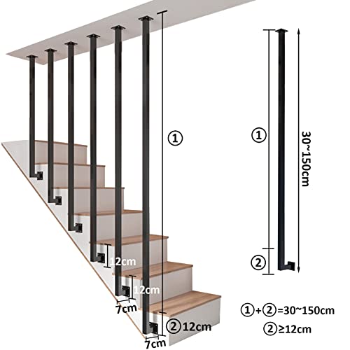 Stair Grab Bar Metal Transitional Handrail Wrought Iron Balustrade Posts | Safety Grab Rails Stair Railing Banister Handrail Fence Pole Garden Fencing Staircase Hand Rails ( Size : 55cm(21.7inch) )