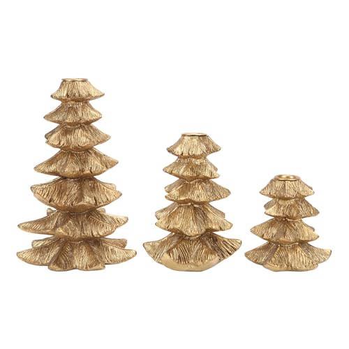 Gold Taper Candle Holders Set of 3