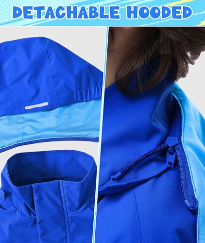 Image of Boys Rain Jacket Kids Lightweight Rain Jackets Waterproof Hooded Windbreaker Outdoor Coats for Boys Girls
