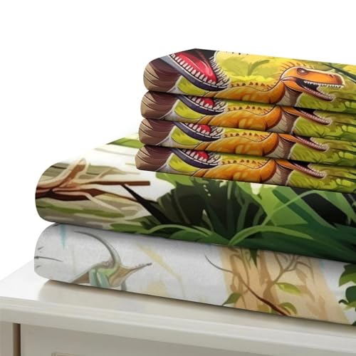 Housse de couette microfibre douce motif dinosaure 3D facile d'entretien