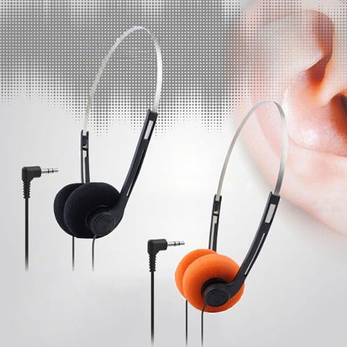Image of Retro Style Headphone Practical Photo Props for Running Walking Take A Plane Black|Classic Metal Wired Headphones | 3.5mm Retro Earphones with Steel Wire Frame | Portable Lightweight Headset