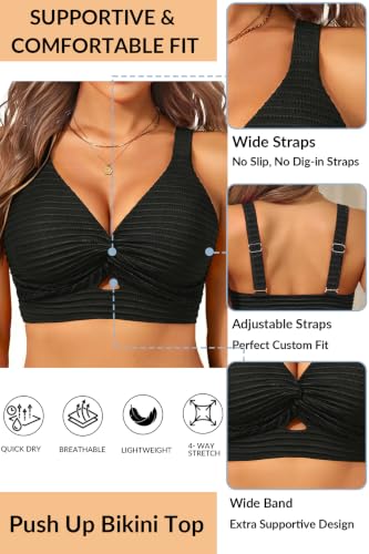 Image of Women's Bikini Top - Supportive Swimsuit for Large Bust - 2025 Cut Out Twist Swim Top