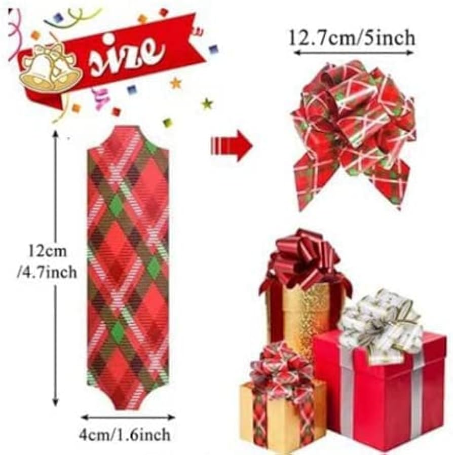⭐️クリスマス リボンラッピング 12枚入 プレゼントリボン(クリスマスカラー) リボン】クリスマスリボン 緑 赤【メール便対応】 クリスマス