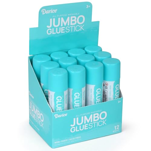 Darice 12 Jumbo Glue Sticks, 1.4 Oz All Purpose Stick Glue, Stron...