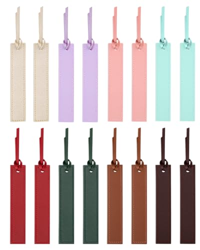 16 Pcs Leather Bookmark Bookmarks with Leather Rope Page Markers Reading Present for Women Men Book Accessories for Reading Lovers for School Office Home Supplies