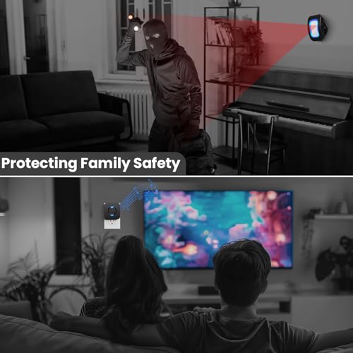 Wireless Motion Sensor LED Light - Motion Detector Alarm Chimes Door Sensor with 500 FT Range Security Alert Monitor System for Home, Business, Store, Office, School