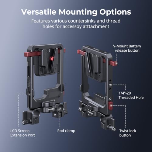 Image of SMALLRIG Rotatable V Mount Plate with Dual V-Locks and 15mm Dual Rod Clamp