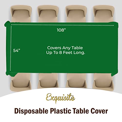 Party Solids Pack Of 12 Premium Plastic Tablecloth 54 Inch x 108 Inch Rectangle Table Cover - Emerald Green - Image 5