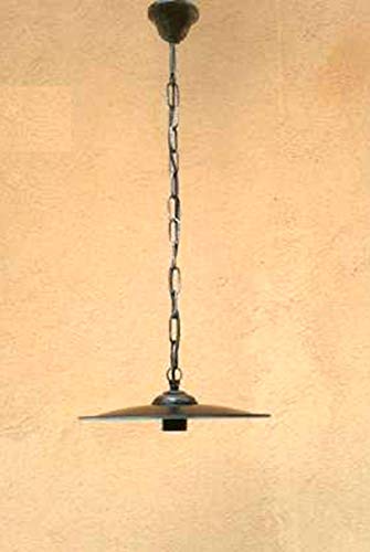 Lampadario con piatto 1186 Lampada a catena in ferro battuto con piatto portalampade attacco e 27