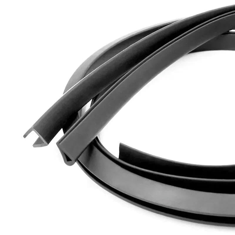 Tira de sellado de borde de goma en forma de U, negra, de 1 a 5 m, para puertas de coche, vidrio y paneles metálicos, borde plano de 10 mm (5 metros)