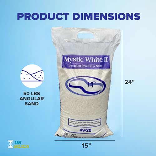 U.S. Silica Mystic White II Sand for Above Ground and Inground Pool Filter Pumps, 50 Lb - Accessories and Supplies for Swimming Pool System Cleaning and Maintenance