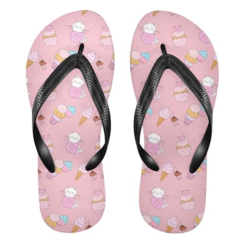 Cute Cats Cone Donut Flip Flop Beach Summer Casual Sandal for Women & Men Shower Shoes 20861729