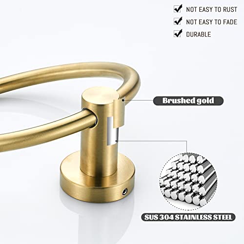 Weiko Gold Toilet Paper Holder Towel Ring,Brushed Gold Bathroom Hardware Set,Hand Towel Holder Wall Mount Tissue Roll Holder With Double Post Bath Accessories Sus304 Stainless Steel 2Pc #TOP4