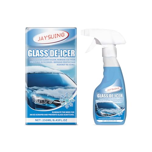 Windshield De-Icer Spray - Melts Ice Frost & Snow Fast - Ideal for Car Windscreens, Mirrors, Headlights, Locks & Gates - Prevent Re Freezing, De-icer Windshield Trigger Spray (250ML)