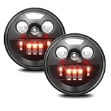 DriSentri 7 Inch Round LED HeadLights, 2PCS DC12-24V 7 Inch 200W 6000K/3500K/1000K DOT Approved Hi/Lo Beam DRL Round LED Headlight Fit for Jeep Wrangler JK/TJ/LJ/Motorcycles