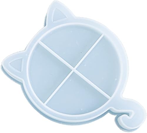Miniatura 3 de Surakey Bandeja de silicona para gatos de Navidad, 1 molde de bandeja de resina, moldes de resina epoxi de silicona, posavasos para gato, alce,