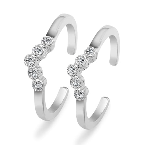 ZAVYA 925 Sterling Silver Cubic Zirconia CZ Classy V Rhodium Plat...