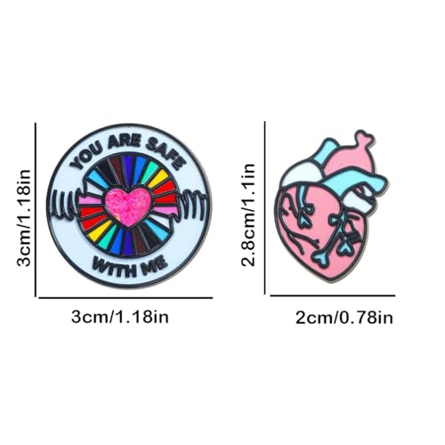 Image of 9PCS LGBTQ Pride Pins Set Ally Pin You Are Safe With Me Pin Frog Cat Rainbow Heart Pins Decorations Pride Accessories Merch
