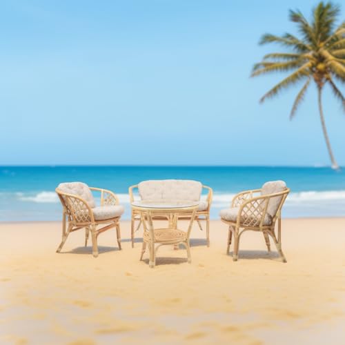 Nord Plus Gartenlounge für 4 Personen Gartenmöbel-Set Sitzgruppe aus 1er Gartensofa, 2 Sessel, Beistelltisch mit Glas, mit Sitzkissen, für Garten, Terrasse und Balkon, hohe Qualität