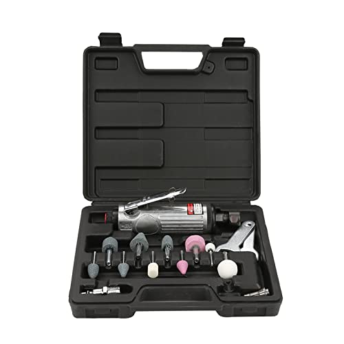 Machine ponceuse pneumatique en métal, ensemble d'outils de polissage et de meulage, meuleuse à air haute vitesse à faible bruit avec mandrins de 6 mm et 3 mm pour la finition des