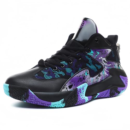 Qiucdzi Mens Basketball Shoes Non-Slip Breathable Outdoor Sneakers Fashion Graffiti Sports Training Shoes for Running Walking2