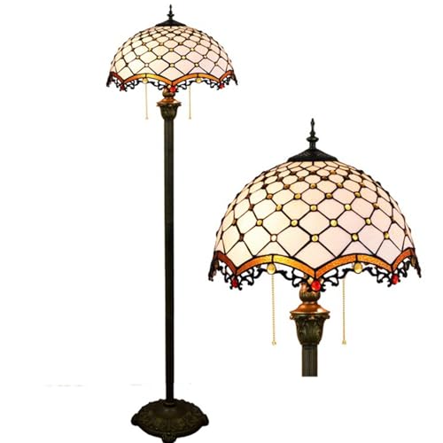 UWYTGF 16-Inch Vintage Tiffany-Style Floor Lamp - Handmade Stained Glass
