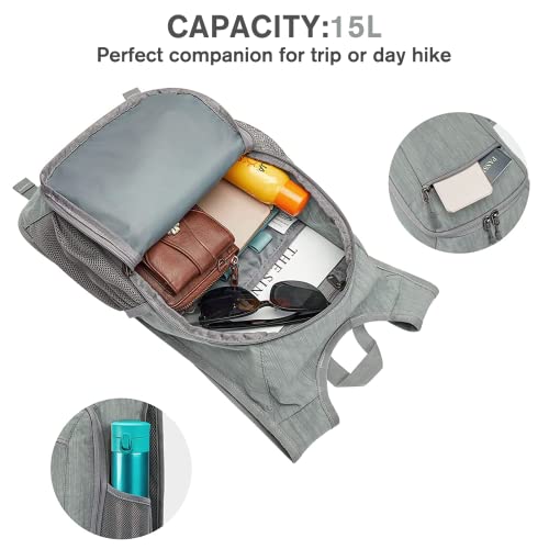 G4Free Small Foldable Backpack 10/15L Lightweight Foldable Outdoor Travel Backpack Shoulder Bag, grey, 15Liters, Hiking - Image 2