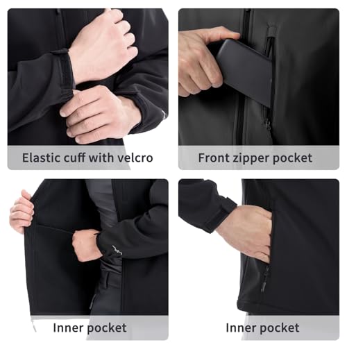 TRAILSIDE SUPPLY CO. Men's Softshell Jacket Fleece Lined Windbreaker,Lightweight Water Resistant Winter Coat3