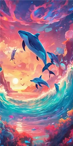 Diamond painting 5D DIY grand format dauphin pour décor chambre adultes