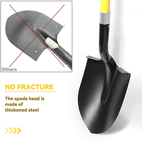 Vnimti Shovel For Digging, 56 Inches Heavy Duty Shovel For Gardening, Round Shovel For Digging With Fiberglass Handle (Yellow) #TOP1