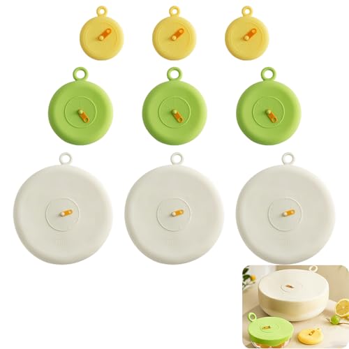 9 Pièces Couvercle Silicone Alimentaire – Couvercles en Silicone Alimentaire Réutilisables, Extensibles, Hermétiques, Résistants au Froid et à la...