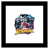 Trends International Gallery Pops Marvel Comics Spider-Man - Póster de pared con diseño de telaraña, 12 x 12 pulgadas, versión con marco negro