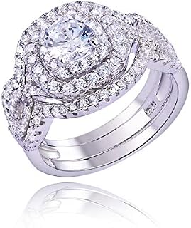 Newshe Engagement Rings Wedding Sets for Women 925 Sterling Silver 3pcs 2.3Ct White