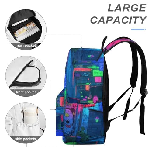 Neon Flashing Printed Backpack Water-Resistant Pack Stylish Bag Lightweight Travel Backpack4