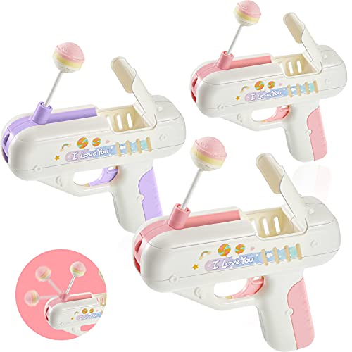 3 Pieces Lollipop Gun Toy Candy Gun Toy Lollipop Toy for Sugar Lollipop Sweet Surprise for Boy/ Girl Friend Lollipop Storage Toy, Pink Purple