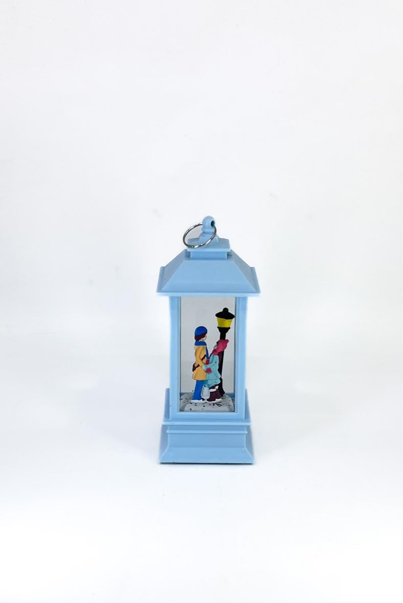 Romantik Kış Masalı Işıklı Kar Küresi - Sevgililer Mavi