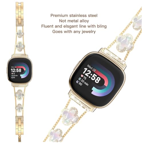 Correa metálica para reloj compatible con Fitbit Versa 4 para mujer miniatura 5