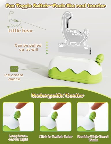 Image of L LOHAS LED Cute Dinosaur Night Light, Kawaii Dinosaur Desk Lamp for Kids, Cute Desk Decor, USB Rechargeable, RGB, Night Light for Bedroom, Bedside, Living Room, Dining, Desk Decor, Gift