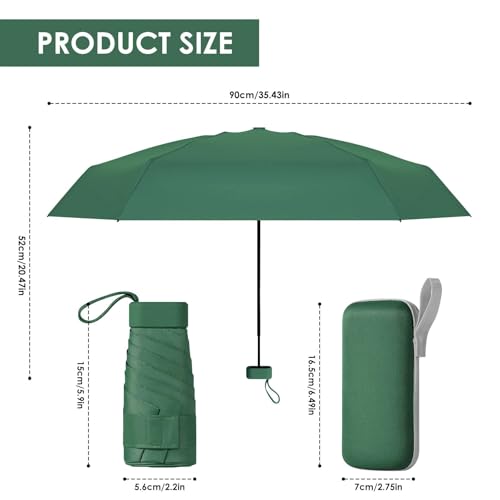 AKONE Parasol z etui, ultralekki, mini parasol przeciwsłoneczny, parasol UV