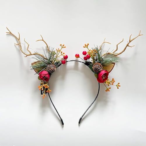 Clataly LED Light up Headband Glowing Reindeer Antlers Hair Accessories Luminous Tiara Christmas Party Hair Hoop Feather Headwear for Women (Color light A) - Image 3