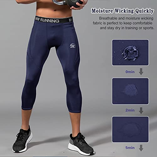 MEETWEE Pantaloni 3/4 Uomo, Compressione Sportive