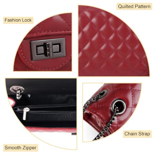 Image of Gladdon Quilted Crossbody Purse for Women Trendy Shoulder Bags | Stylish Shoulder Purse,Quilted Pattern,Structured bag,Chain Strap,Spacious Enough,Casual and Dressy Outfits,Any Occasion