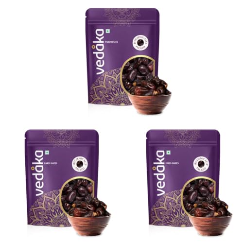 Image of Vedaka Amazon Brand - Fard Dates| Omani Khajoor | Preservative-Free | Natural Sweetener | Hygienically Packed,Dry,500 Gram (Pack of 3)